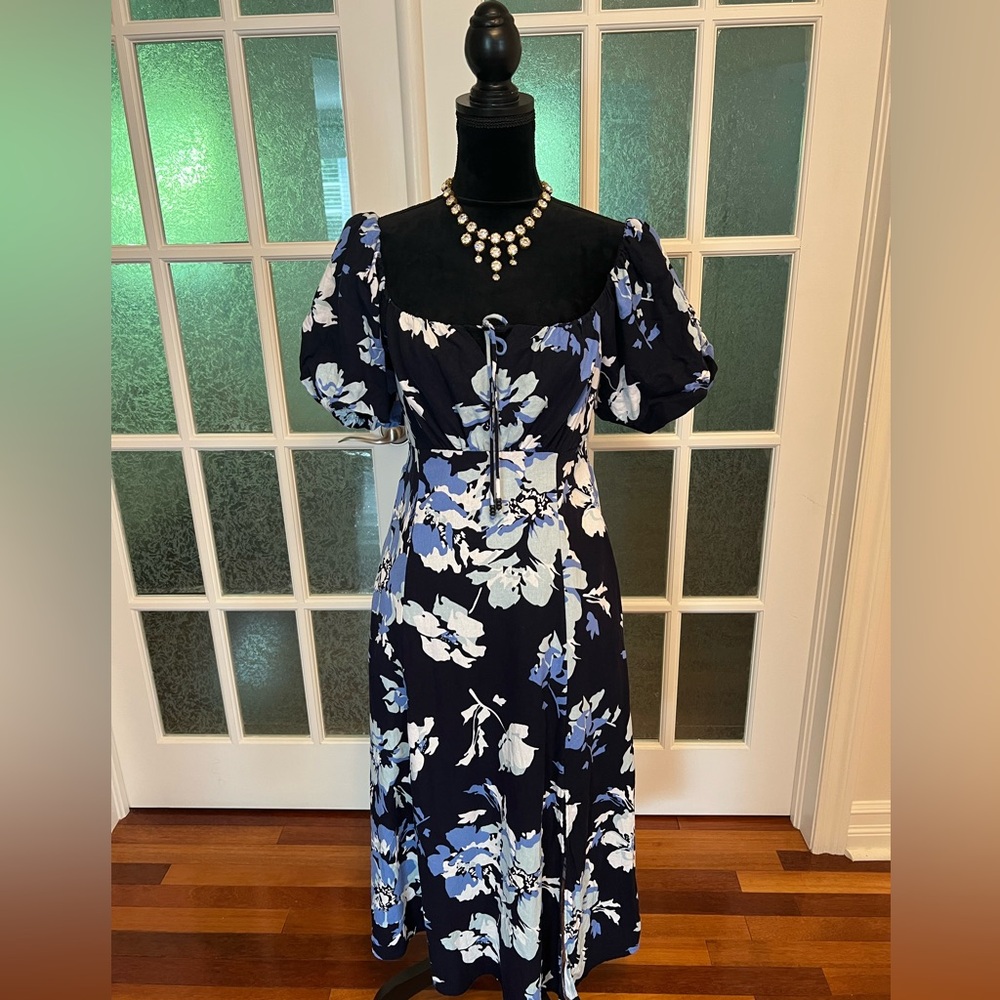 Floral Balloon Sleeve Maxi Dress Sz M - pre ❤️ - Picture 3 of 6